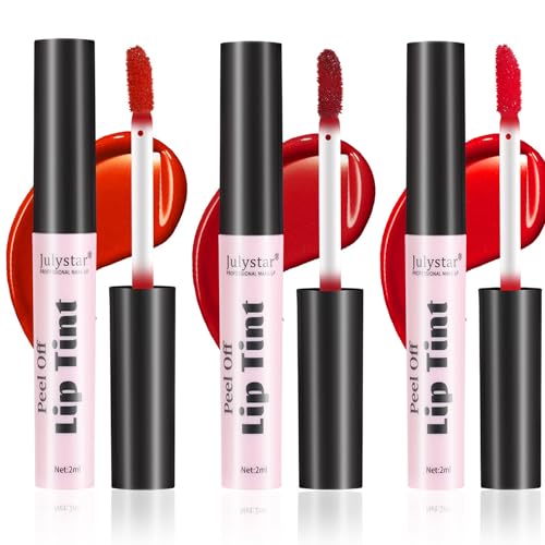 Peel Off Liquid Lipstick Set, Easy Peel & Reveal Lip Stain, Waterproof Long Lasting Peel Off Mask Lip Gloss, Lips Tattoo Makeup Beauty (Color, Set A) von HOPHAT
