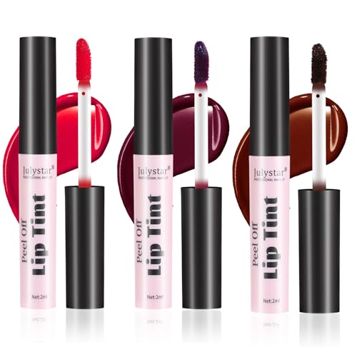 Peel Off Liquid Lipstick Set, Easy Peel & Reveal Lip Stain, Waterproof Long Lasting Peel Off Mask Lip Gloss, Lips Tattoo Makeup Beauty (Color, Set B) von HOPHAT