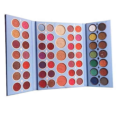 61 Colours Matt Eyeshadow Palette Colourful Nude Glitter Shimmering Eyeshadow Makeup Palette Waterproof Durable Highly Pigmented Eye Makeup Set Gift for Women (# Blue) von HOPHAT