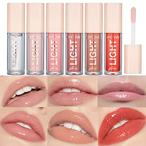 6Pcs Lip Gloss Set Liquid Lipstick Light Moisturizing Lip Glow Oil Long Lasting Waterproof Liquid Lipstick Crystal Jelly Lip Tinted Lip Gloss for Girls and Women(Set A) von HOPHAT