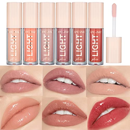 6Pcs Lip Gloss Set Liquid Lipstick Light Moisturizing Lip Glow Oil Long Lasting Waterproof Liquid Lipstick Crystal Jelly Lip Tinted Lip Gloss for Girls and Women (Set B) von HOPHAT