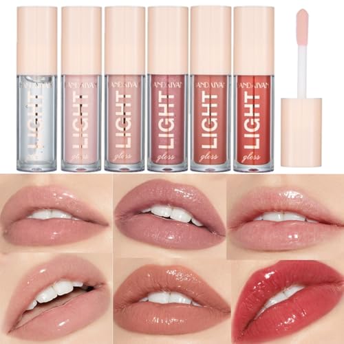 6Pcs Lip Gloss Set Liquid Lipstick Light Moisturizing Lip Glow Oil Long Lasting Waterproof Liquid Lipstick Crystal Jelly Lip Tinted Lip Gloss for Girls and Women (Set C) von HOPHAT