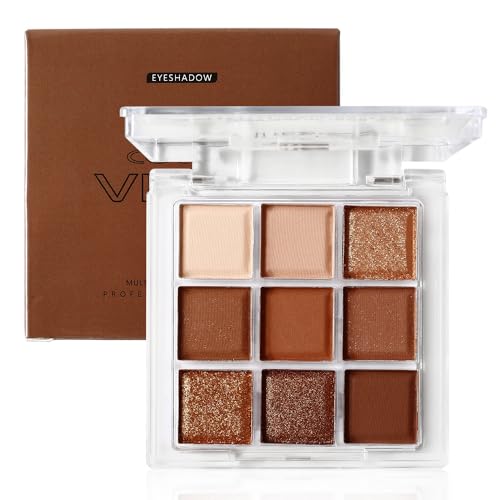 9 Colors Eyeshadow Palette – Chocolate Eyeshadow Theme, Matte & Glitter Convenient Portable Travel Eye Makeup Palette for Christmas & Music Festivals (Chocolate) von HOPHAT