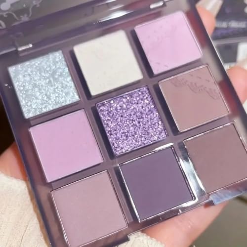 9 Colors Eyeshadow Palette – Purple Eyeshadow Theme, Matte & Glitter Convenient Portable Travel Eye Makeup Palette for Christmas & Music Festivals (Mauve Taupe Bloom) von HOPHAT