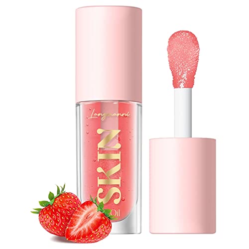 Big Brush Head Lip Gloss Hydrating Lip Glow Oil Clear Fruit Flavoured Plumping Lip Tint for Dry Lip Long Lasting Moisturizing Non-sticky Fresh Texture Lip Gloss (Pink) von HOPHAT