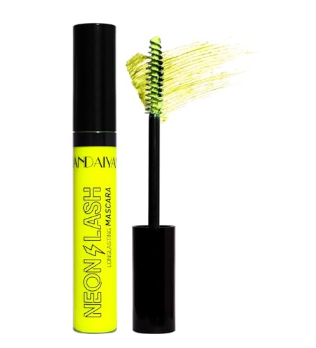 Neon UV Glow Mascara, Rainbow Colorful Natürlicher Verlängerungs- und Verdickungseffekt Kein Verklumpen Wasserfeste wischfeste Wimperntusche von HOPHAT
