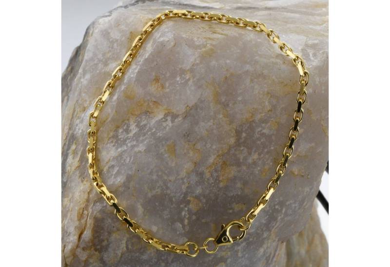 HOPLO Goldarmband Ankerkette diamantiert Länge 19cm - Breite 2,5mm - 750-18 Karat Gold, Made in Germany von HOPLO