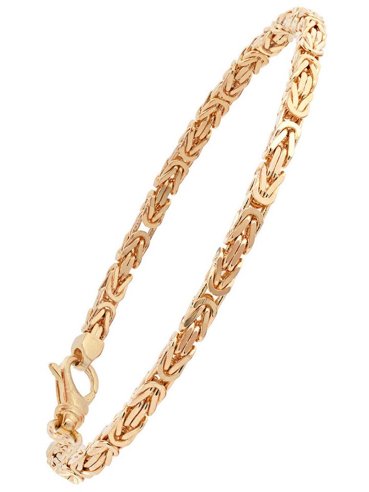 HOPLO Goldarmband Goldarmband Königskette Breite 3,0 mm 19 cm massiv 585-14 Karat Gold, Made in Germany von HOPLO