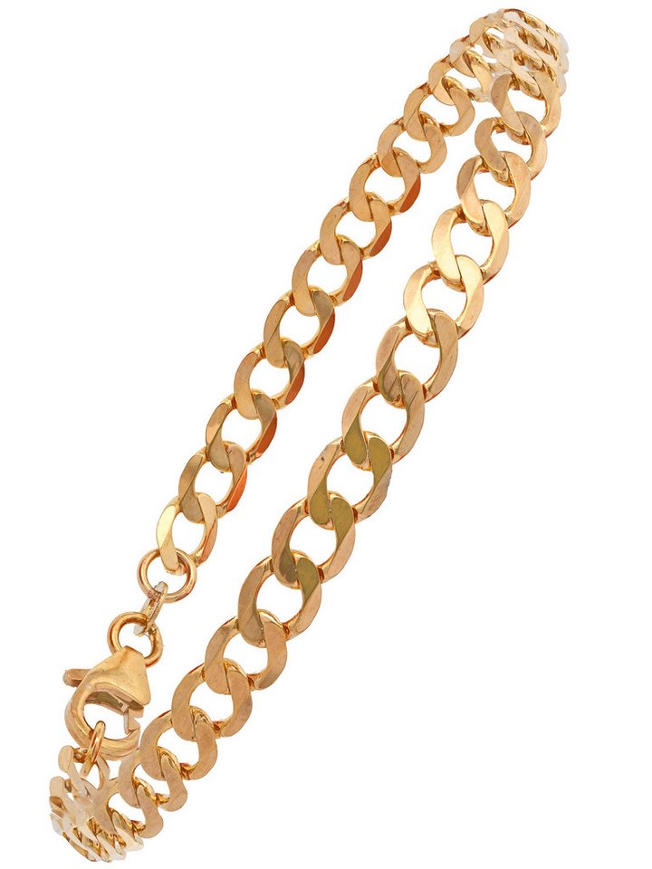 HOPLO Goldarmband Goldarmband Panzerkette Armkette 5,0 mm weit 19 cm 585 -14 Karat Gold, Made in Germany von HOPLO