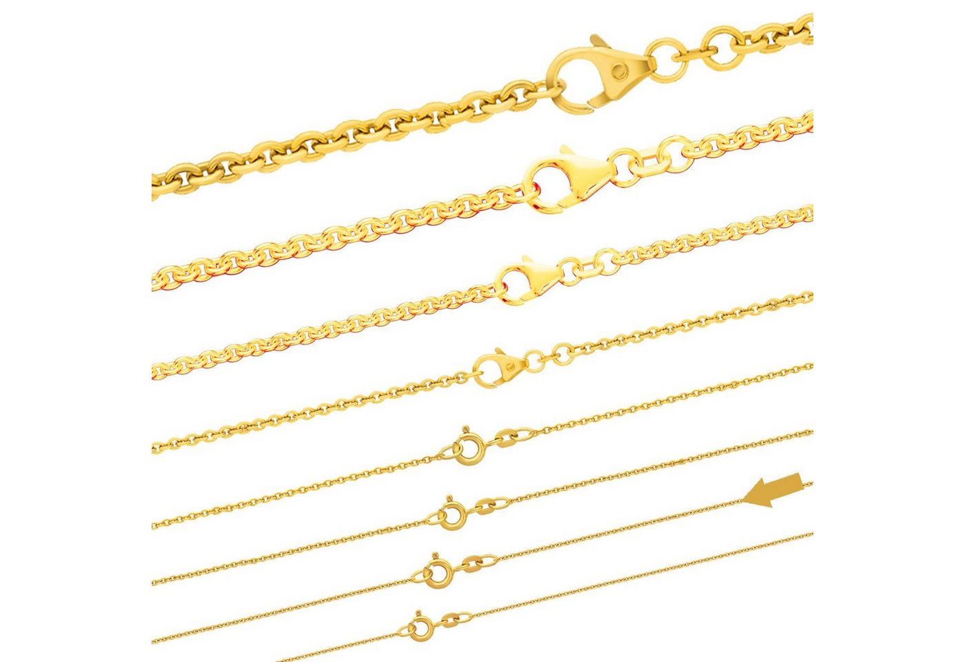 HOPLO Goldkette Goldkette Ankerkette Länge 36cm - Breite 1,1mm - 333-8 Karat Gold, Made in Germany von HOPLO