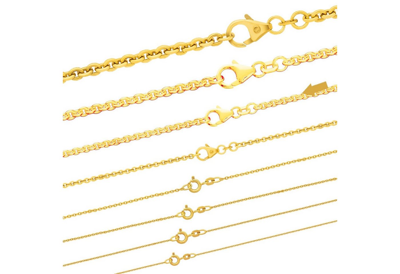 HOPLO Goldkette Goldkette Ankerkette Länge 45cm - Breite 2,4mm - 333-8 Karat Gold, Made in Germany von HOPLO