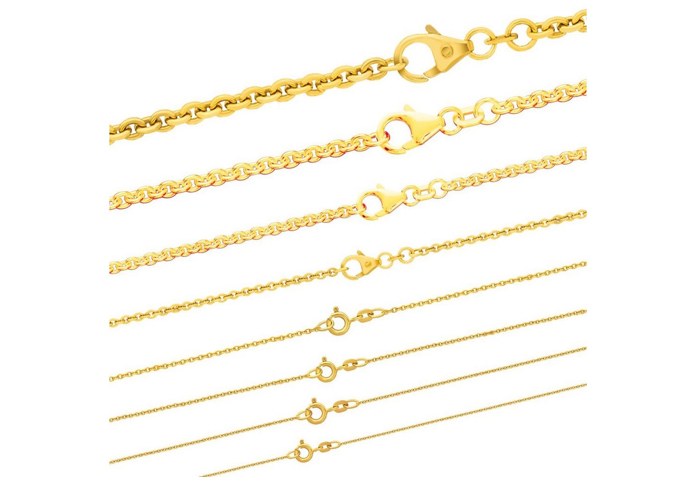 HOPLO Goldkette Goldkette Ankerkette Länge 45cm - Breite 2,4mm - 585-14 Karat Gold, Made in Germany von HOPLO