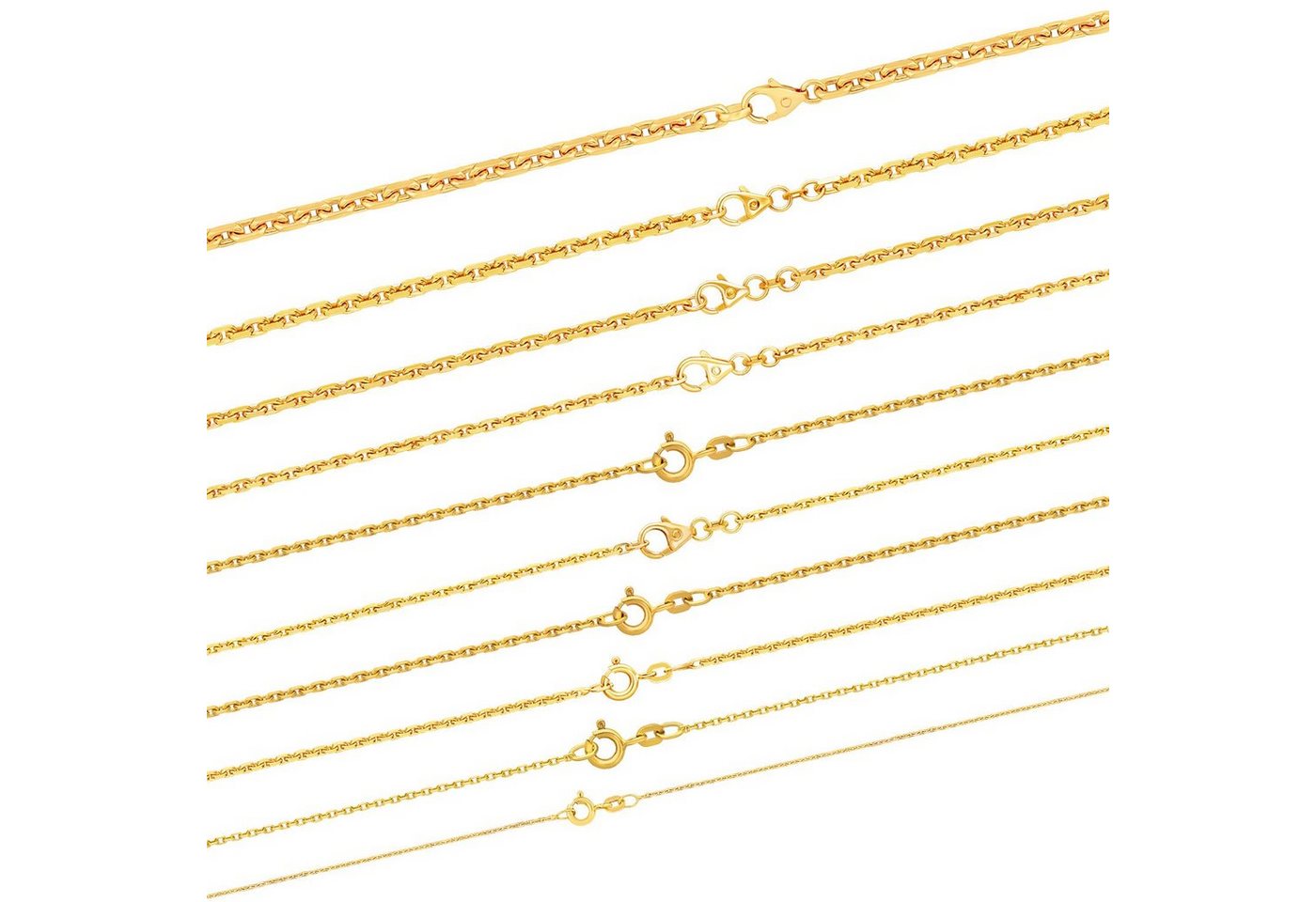 HOPLO Goldkette Ankerkette diamantiert Länge 45cm - Breite 2mm - 750-18 Karat Gold, Made in Germany von HOPLO