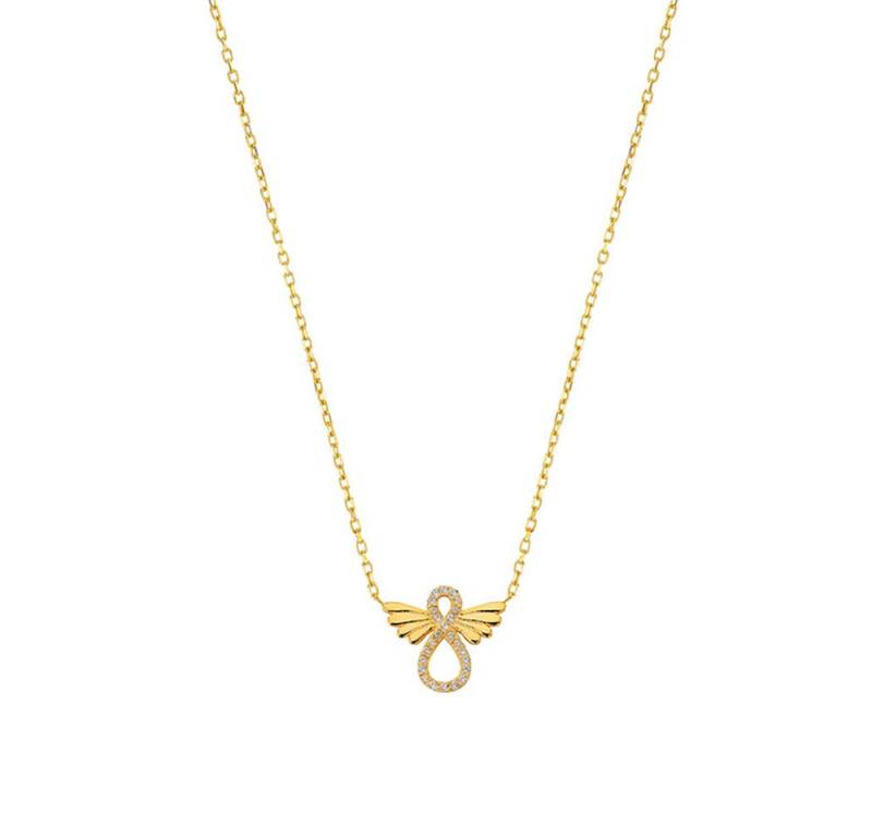 HOPLO Goldkette Collier Kette Unendlichkeitszeichen Zirkonia massiv 375-9 Karat Gold, Made in Germany von HOPLO