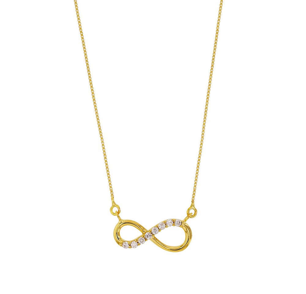HOPLO Goldkette Collier Kette Unendlichkeitszeichen Zirkonia massiv 375-9 Karat Gold, Made in Germany von HOPLO