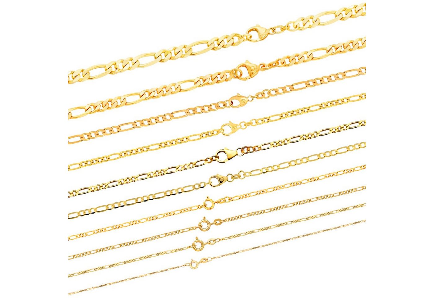 HOPLO Goldkette Figarokette diamantiert Breite 1,9 mm, Länge 42 cm 333 - 8 Karat Gold, Made in Germany von HOPLO