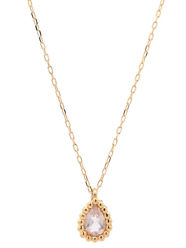 HOPLO Goldkette Goldkette Collier Halskette Rosenquarz massiv 750-18 Karat Gold 42 cm, Made in Germany von HOPLO