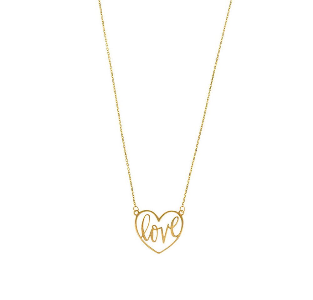 HOPLO Goldkette Goldkette Collier Kette Halskette Love massiv 375-9 Karat Gold, Made in Germany von HOPLO