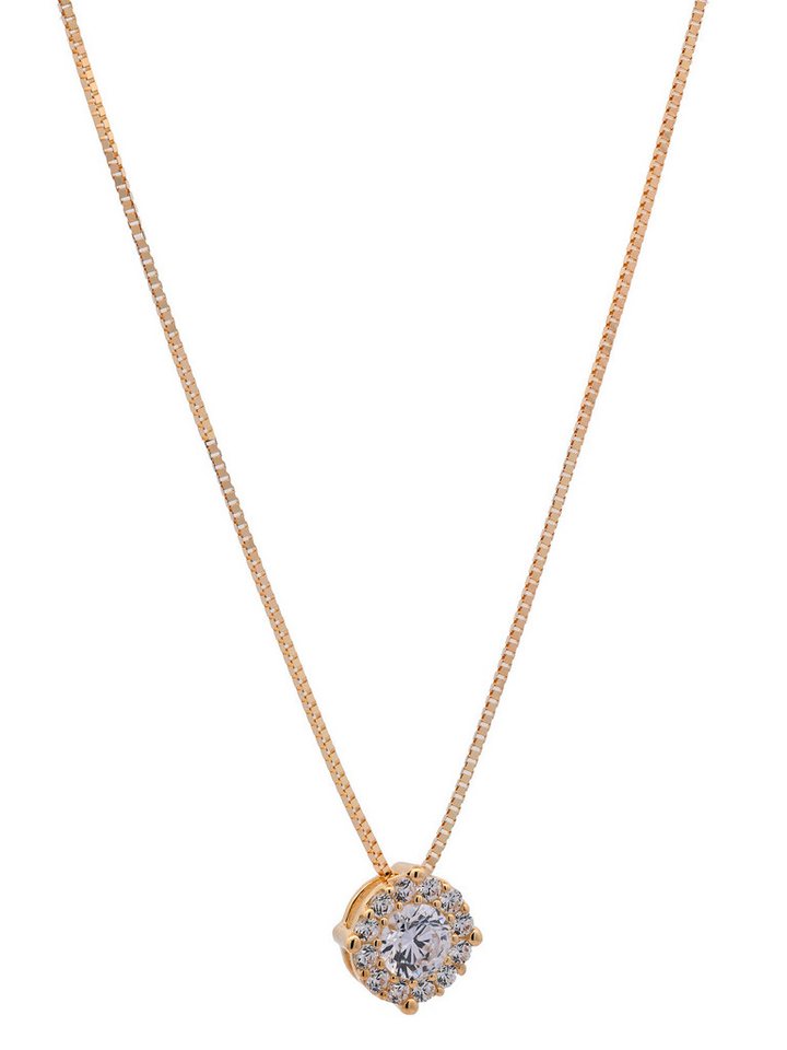 HOPLO Goldkette Goldkette Collier Kette Halskette Zirkonia massiv 375-9 Karat Gold, Made in Germany von HOPLO