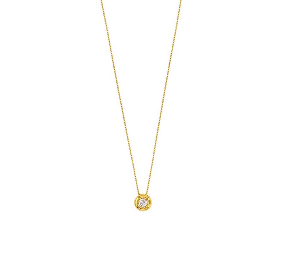 HOPLO Goldkette Goldkette Collier Kette Halskette Zirkonia massiv 375-9 Karat Gold, Made in Germany von HOPLO