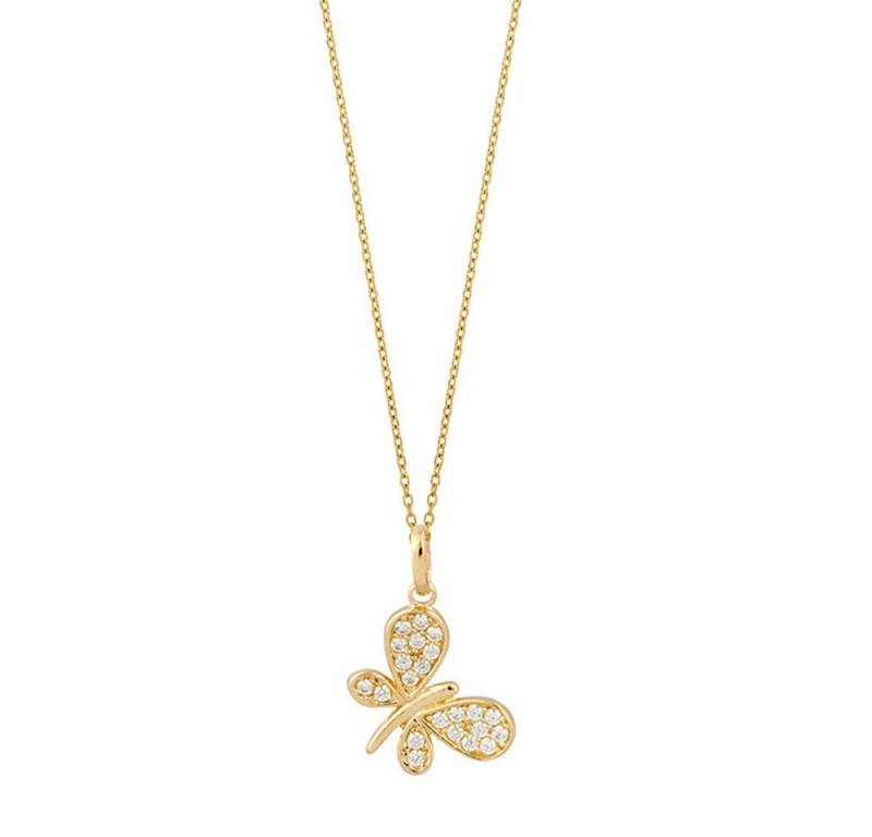 HOPLO Goldkette Goldkette Collier Schmetterling Zirkonia massiv 375-9 Karat Gold 45cm, Made in Germany HOPLO Goldkette Goldkette Collier Schmetterling Zirkonia massiv 375-9 Karat Gold 45cm, Made in Germany von HOPLO