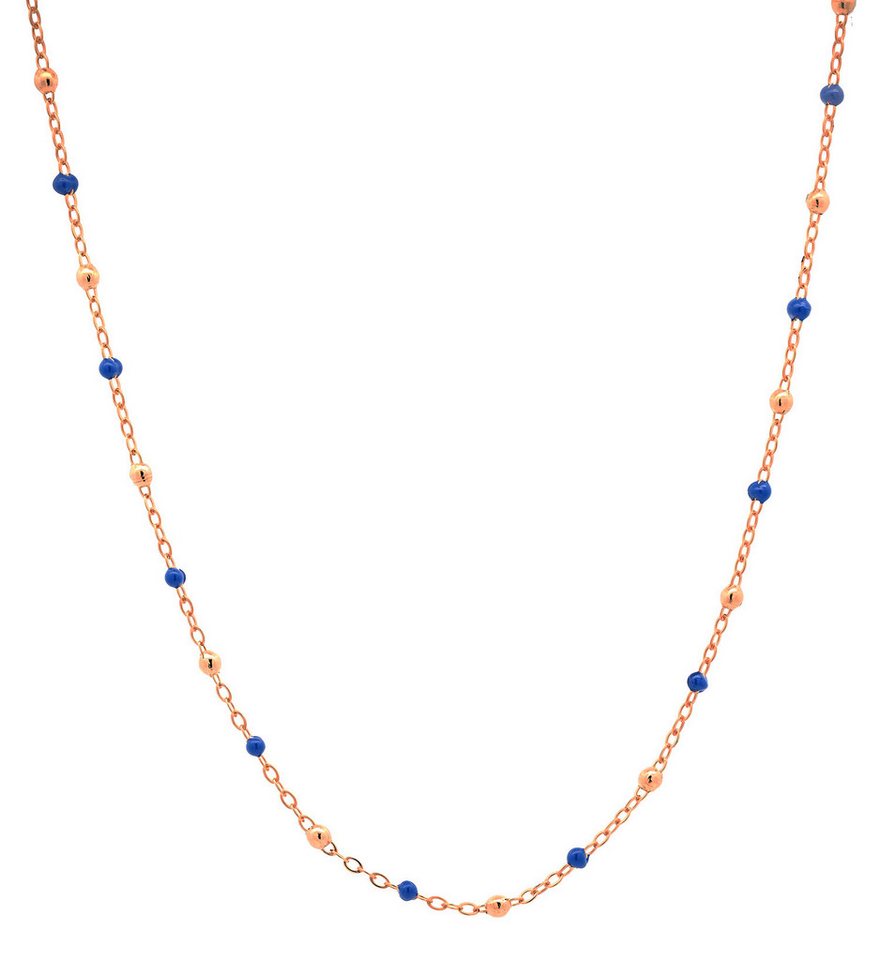 HOPLO Goldkette Goldkette Collier mit blauen Harzperlen massiv 750-18 Karat Gold 40cm, Made in Germany von HOPLO