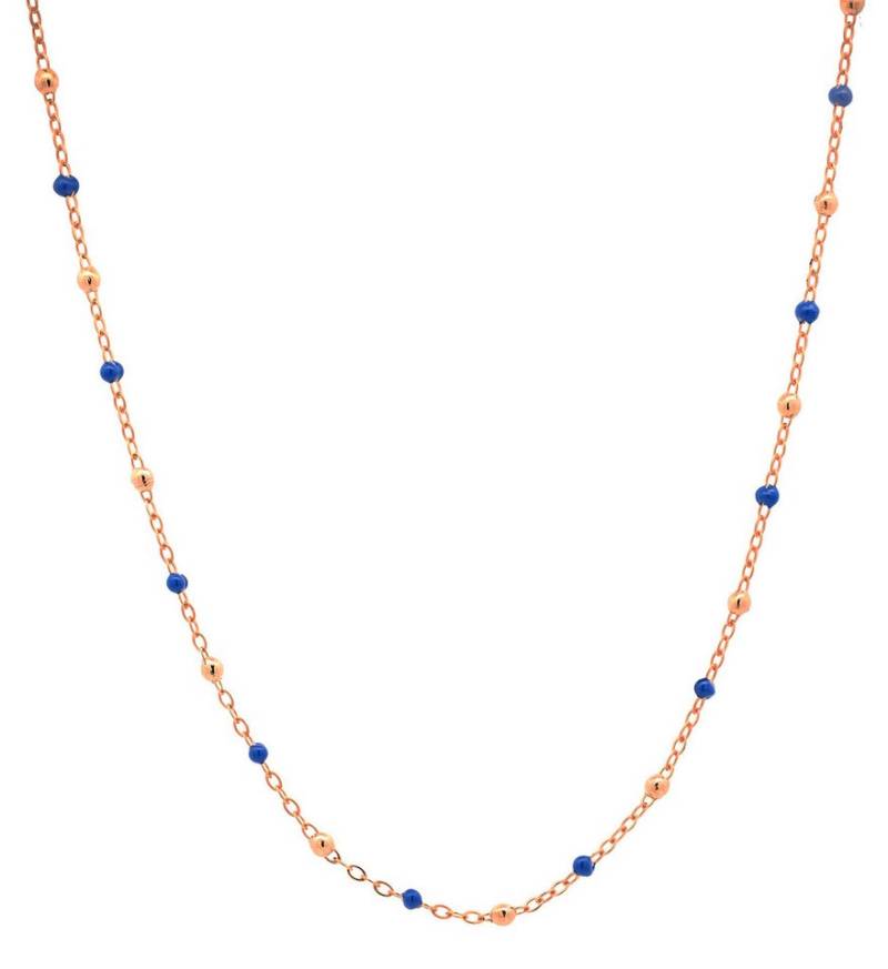 HOPLO Goldkette Goldkette Collier mit blauen Harzperlen massiv 750-18 Karat Gold 40cm, Made in Germany von HOPLO