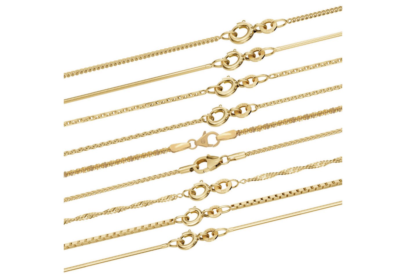 HOPLO Goldkette Goldkette Criss Cross 333 - 8 Karat Gold 0,7 mm - 42 cm, Made in Germany von HOPLO