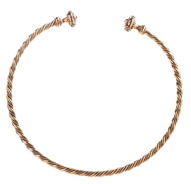HOPLO Goldkette Keltischer Frauen Torques Frauen Halsreif Handarbeit Bronze 12,5 cm von HOPLO