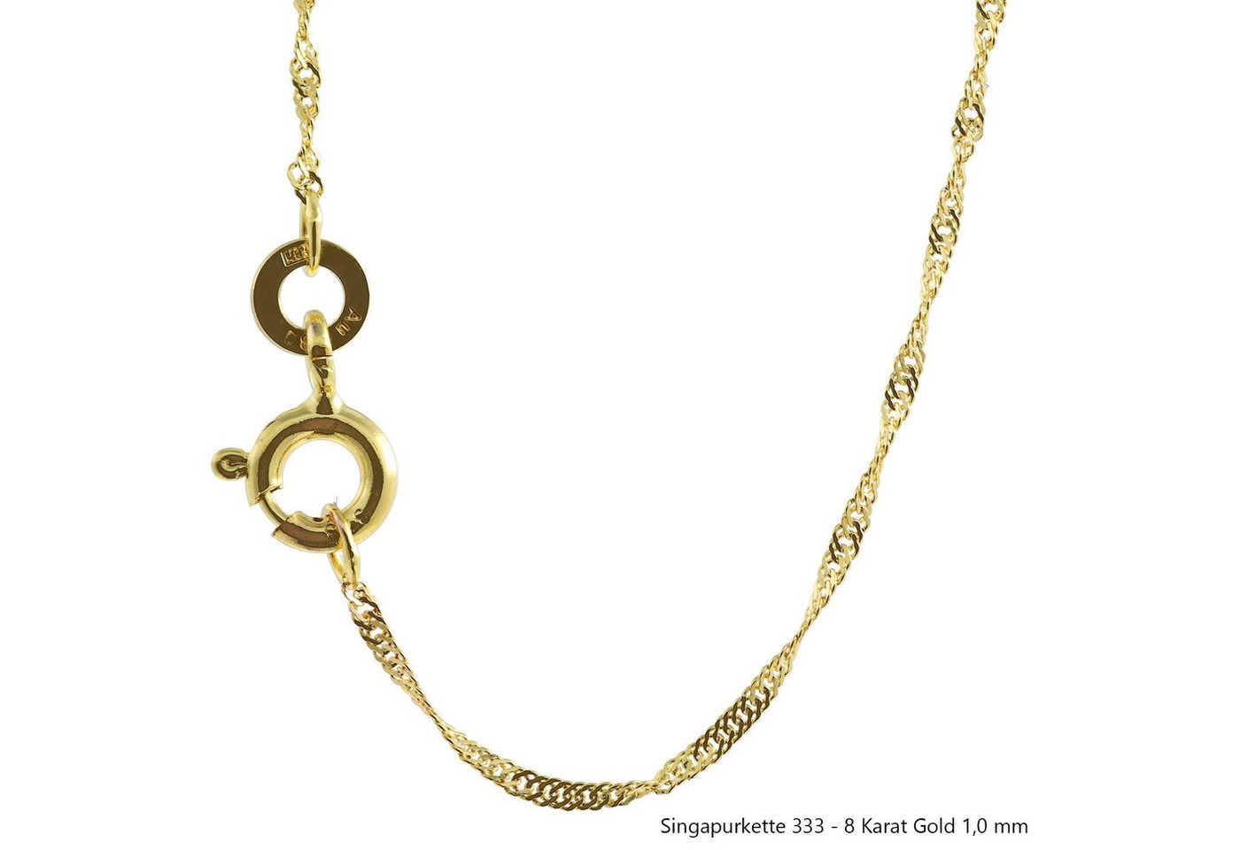 HOPLO Goldkette Goldkette Singapurkette Länge 45cm - Breite 1,4mm - 333-8 Karat Gold von HOPLO