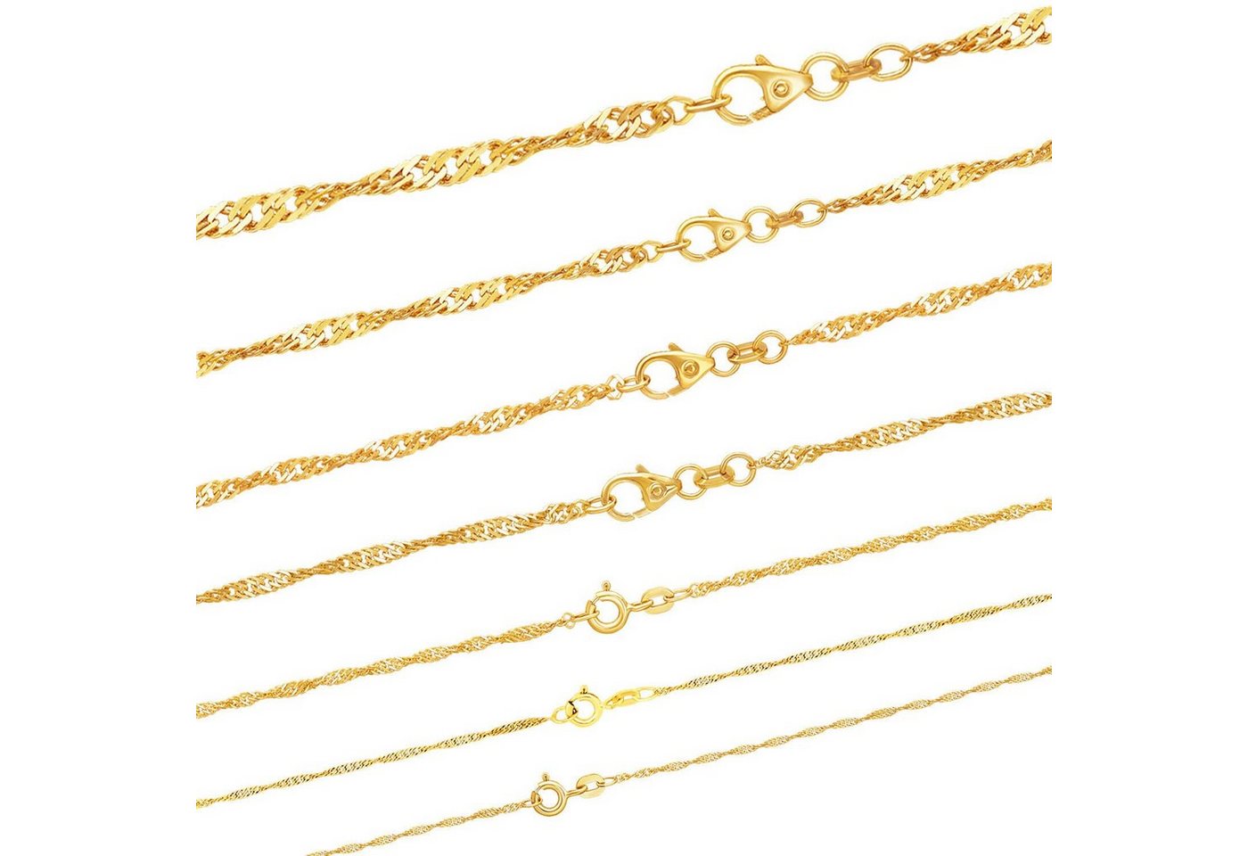 HOPLO Goldkette Goldkette Singapurkette Länge 42cm - Breite 1,8mm - 333-8 Karat Gold von HOPLO