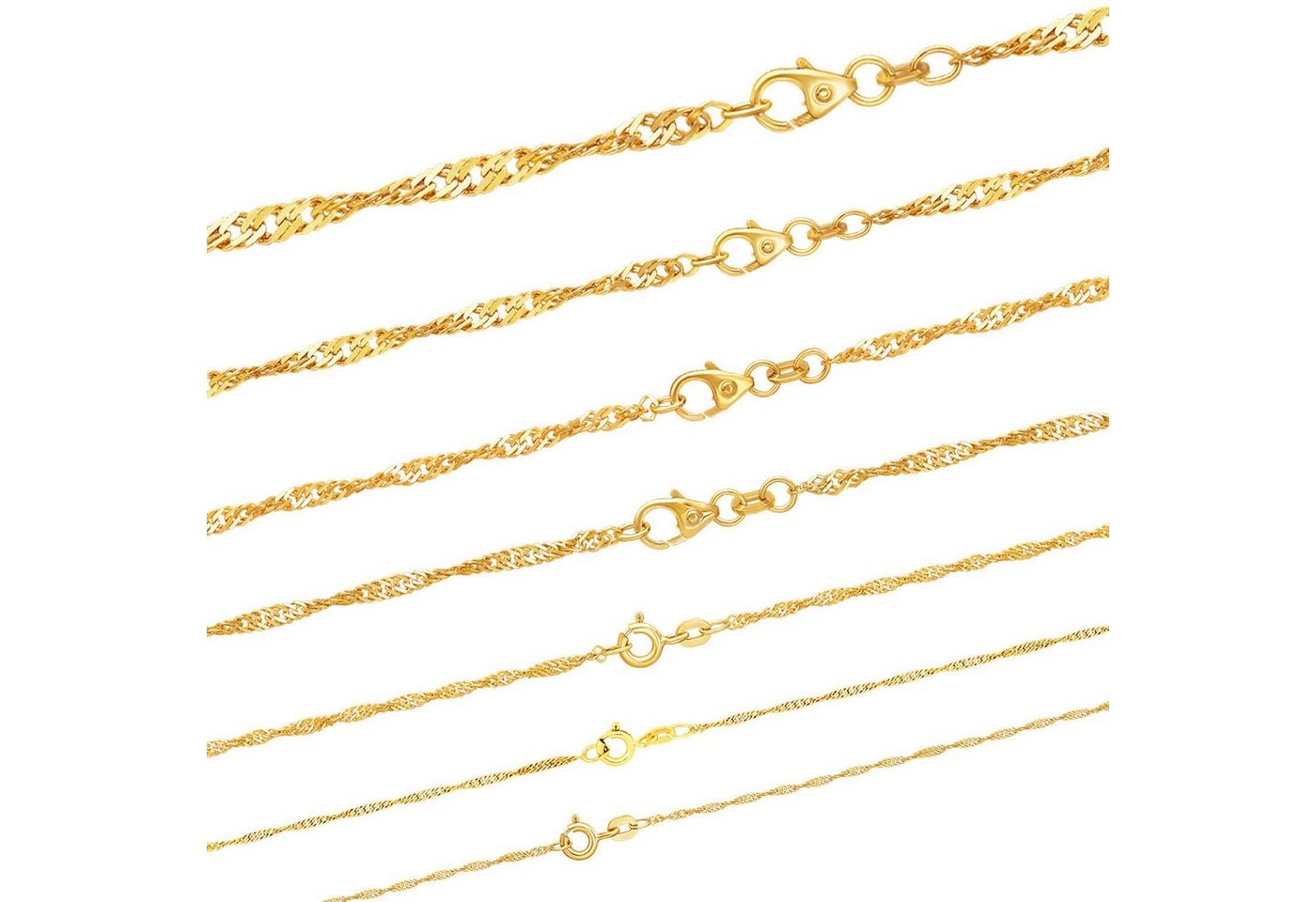 HOPLO Goldkette Goldkette Singapurkette Länge 19cm - Breite 3,4mm - 333-8 Karat Gold von HOPLO