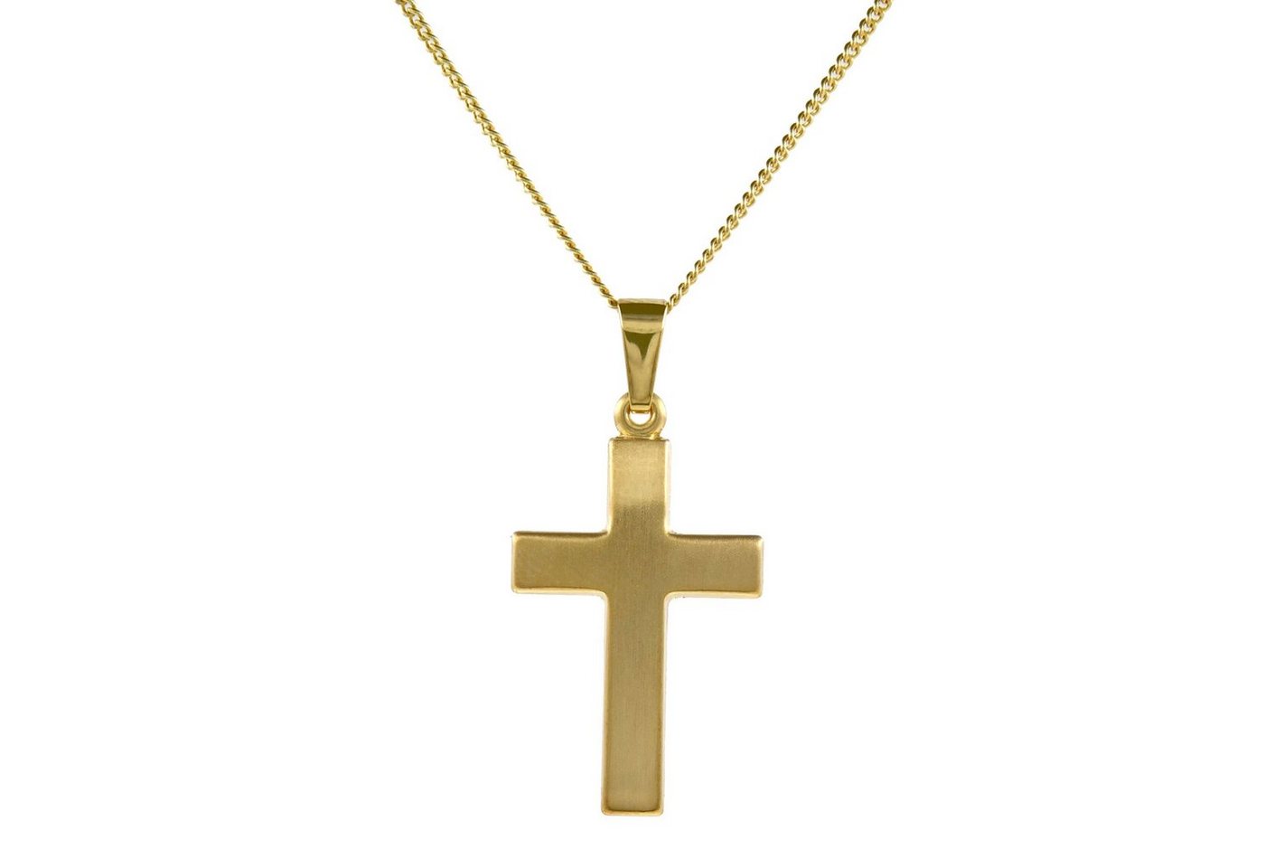 HOPLO Kreuzanhänger Anhänger Kreuz 585 Gold mit massiver Goldkette 1,1 mm, Made in Germany von HOPLO