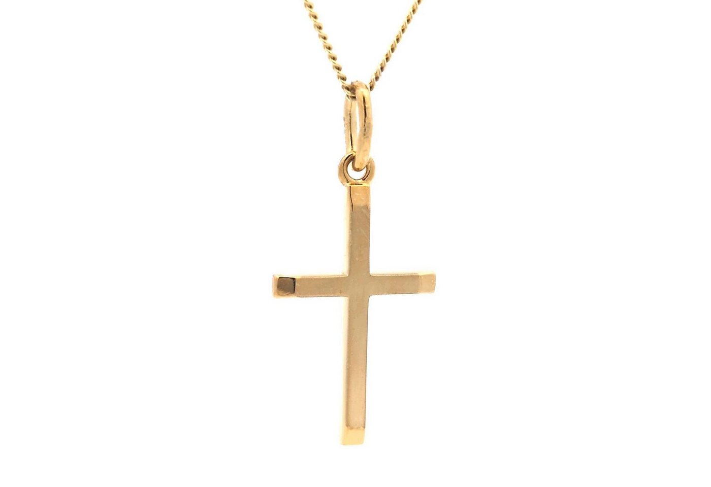 HOPLO Kreuzanhänger Anhänger Kreuz mit massiver Goldkette 1,1 mm 333-8 Karat Gold, Made in Germany von HOPLO