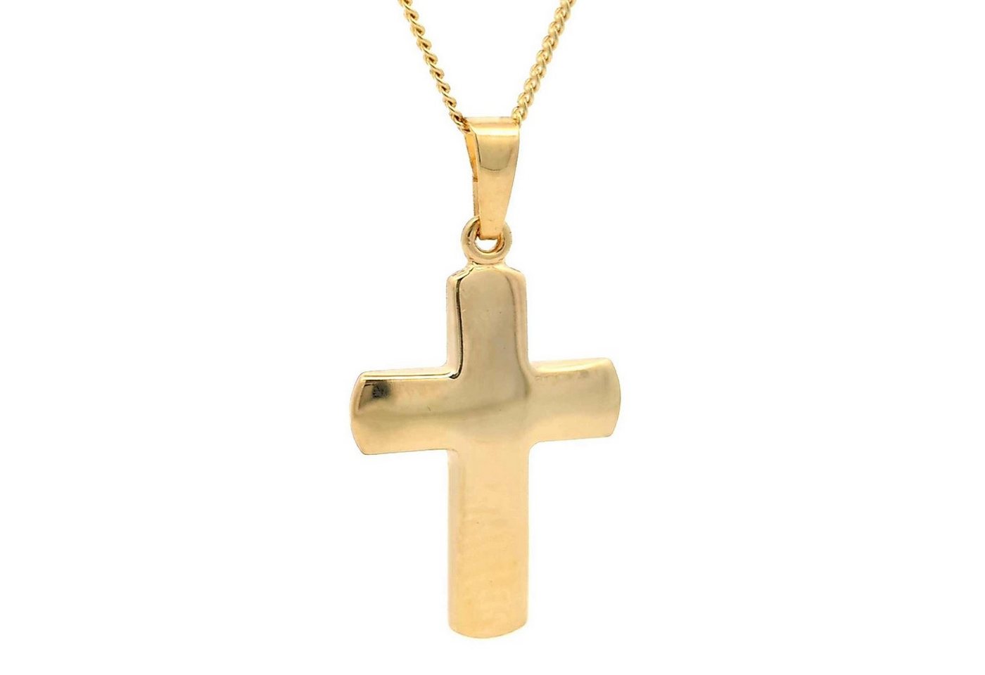 HOPLO Kreuzanhänger Anhänger Kreuz mit massiver Goldkette 1,1 mm 333-8 Karat Gold, Made in Germany von HOPLO