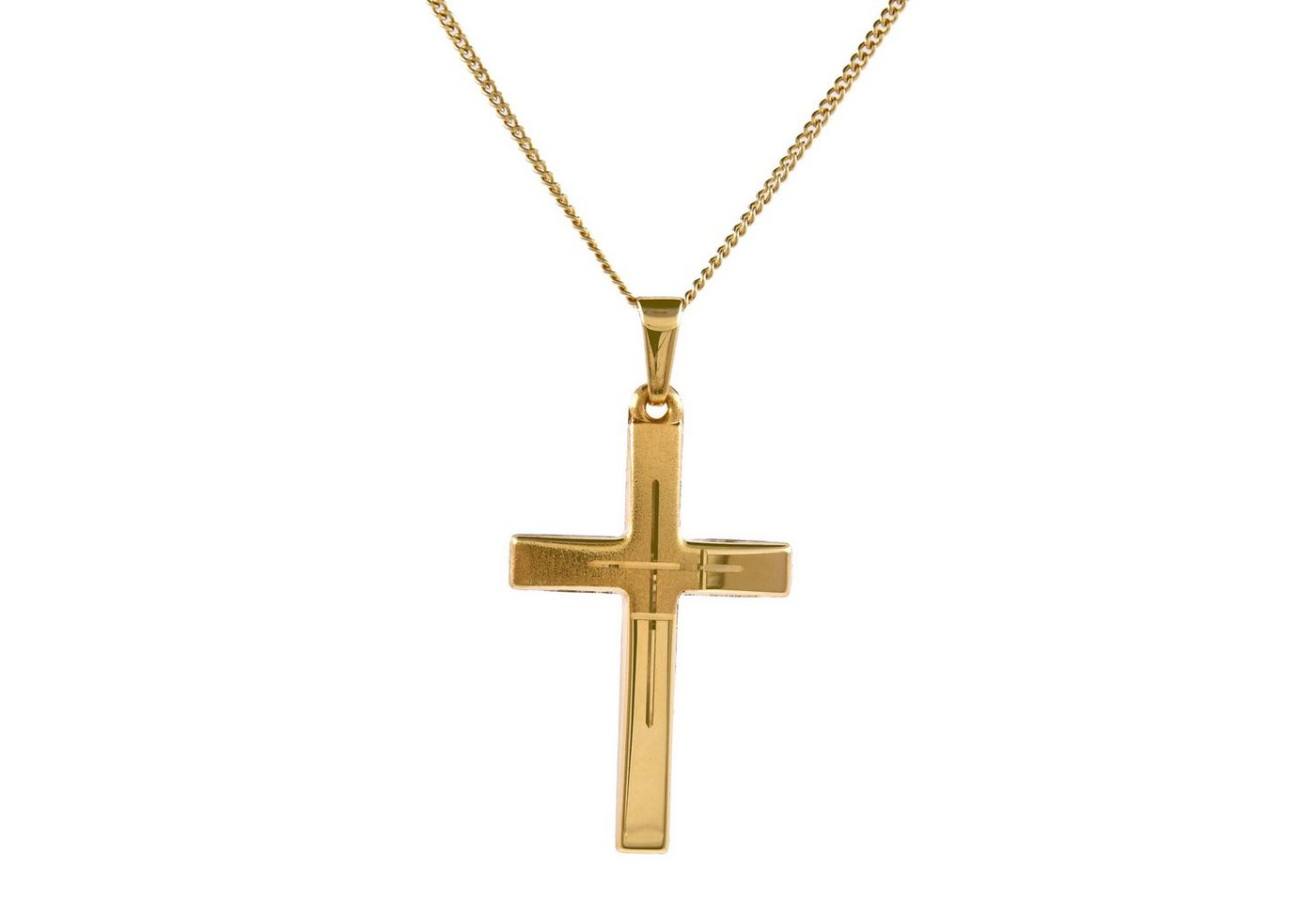 HOPLO Kreuzanhänger Anhänger Kreuz mit massiver Goldkette 1,1 mm 333-8 Karat Gold, Made in Germany von HOPLO