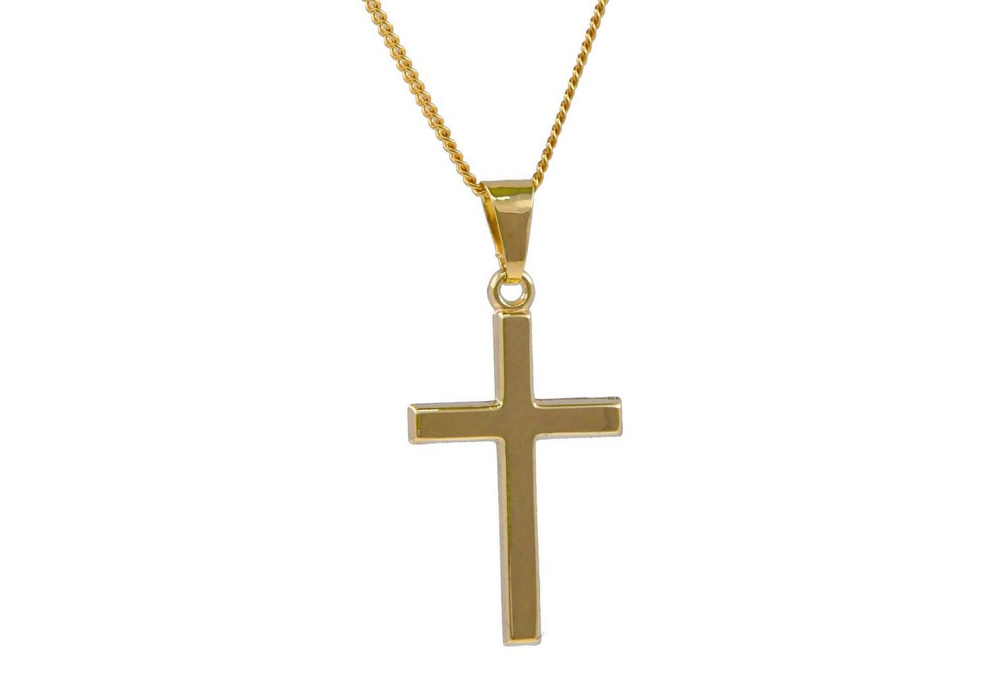 HOPLO Kreuzanhänger Anhänger Kreuz mit massiver Goldkette 1,1 mm 333-8 Karat Gold, Made in Germany von HOPLO