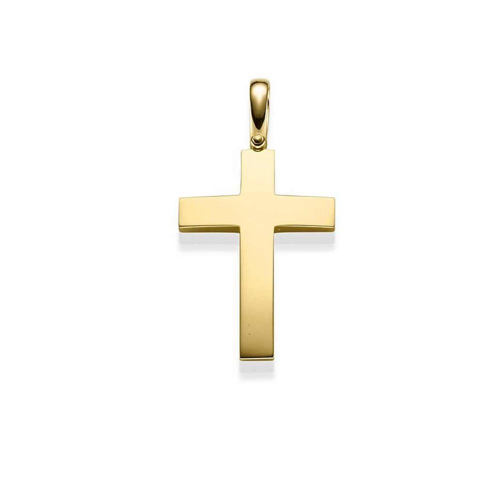 HOPLO Kreuzanhänger Anhänger Kreuz massiv Gold 585 14 Karat Gold sehr groß Gewicht 10,4 g, Made in Germany von HOPLO