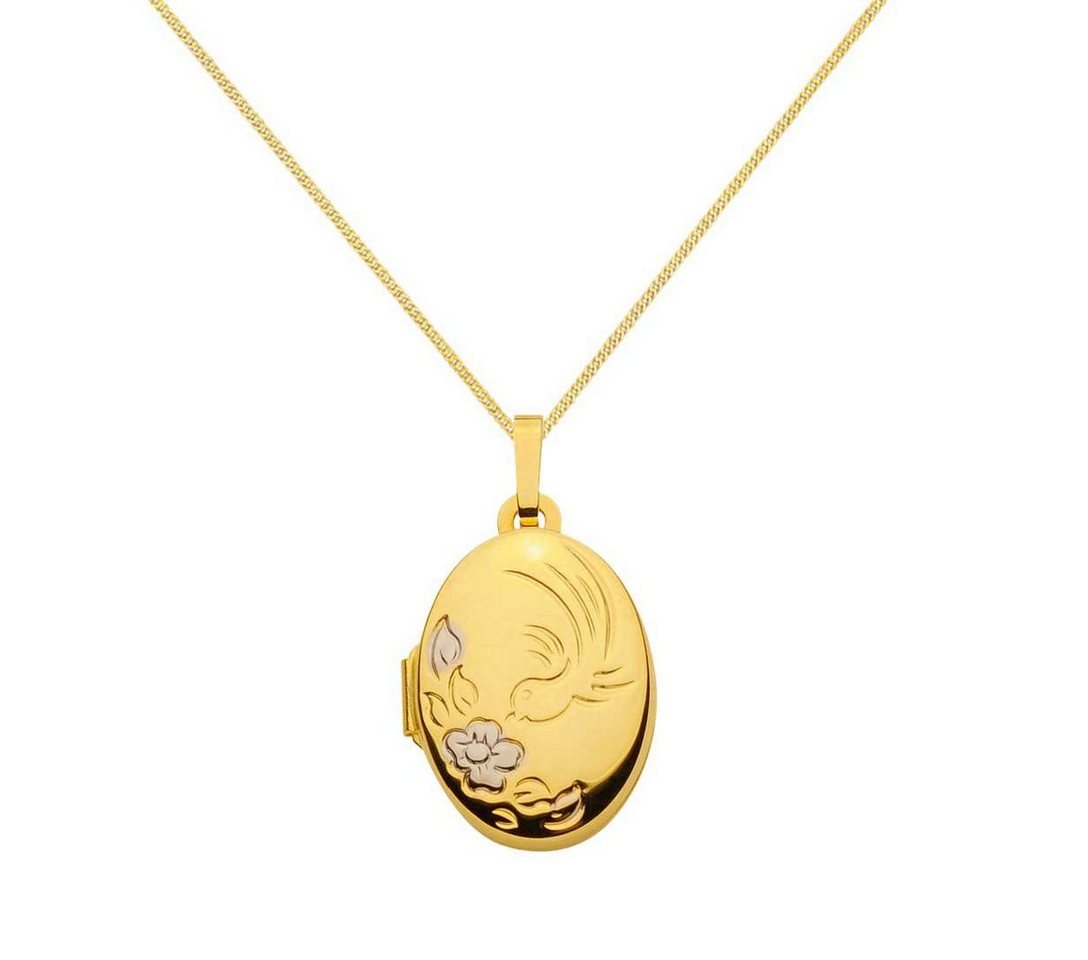 HOPLO Kettenanhänger Anhänger Medaillon Oval mit Kette 1,1 mm 333-8 Karat Gold 36 cm, Made in Germany von HOPLO