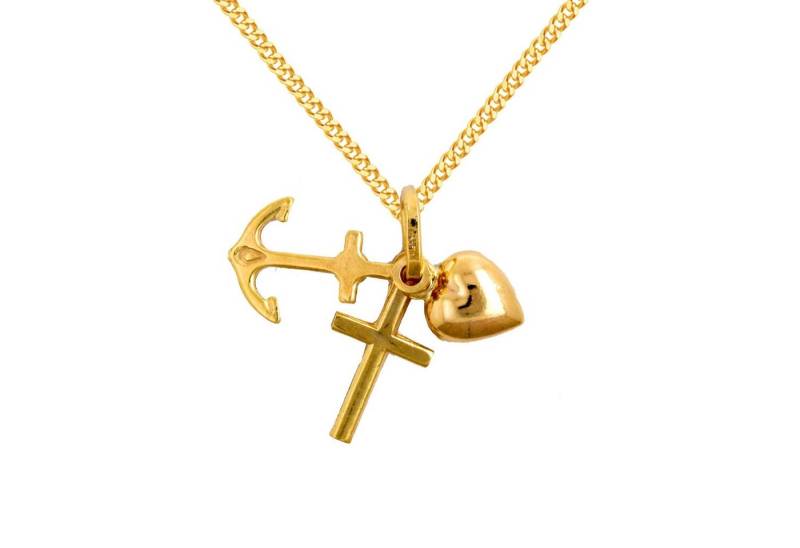 HOPLO Kettenanhänger Anhänger Glaube-Liebe-Hoffnung 333 8K Gold mit massiver Goldkette, Made in Germany von HOPLO