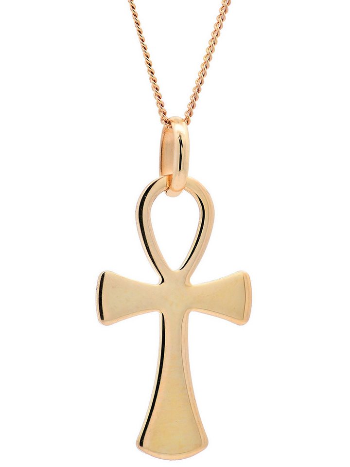 HOPLO Kettenanhänger Anhänger Kreuz mit 1,1 mm Goldkette 36 cm 585-14 Karat Gold, Made in Germany von HOPLO
