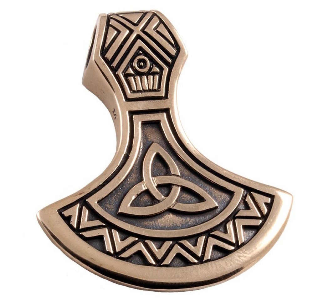 HOPLO Kettenanhänger Axt Amulett Runen Inschrift Bronze Anhänger Schmuck Wikinger Triquetra von HOPLO