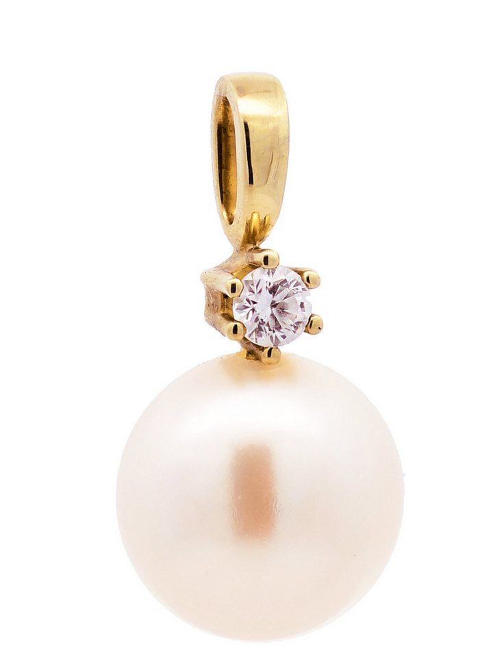 HOPLO Kettenanhänger Gold Anhänger Zirkonia mit Süßwasserzuchtperle 333 - 8 Karat Gold, Made in Germany HOPLO Kettenanhänger Gold Anhänger Zirkonia mit Süßwasserzuchtperle 333 - 8 Karat Gold, Made in Germany von HOPLO