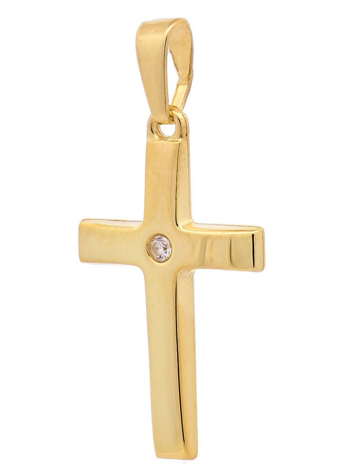 HOPLO Kettenanhänger Kettenanhänger Gold Anhänger Kreuz Zirkonia massiv 585 - 14 Karat Gold, Made in Germany HOPLO Kettenanhänger Kettenanhänger Gold Anhänger Kreuz Zirkonia massiv 585 - 14 Karat Gold, Made in Germany von HOPLO