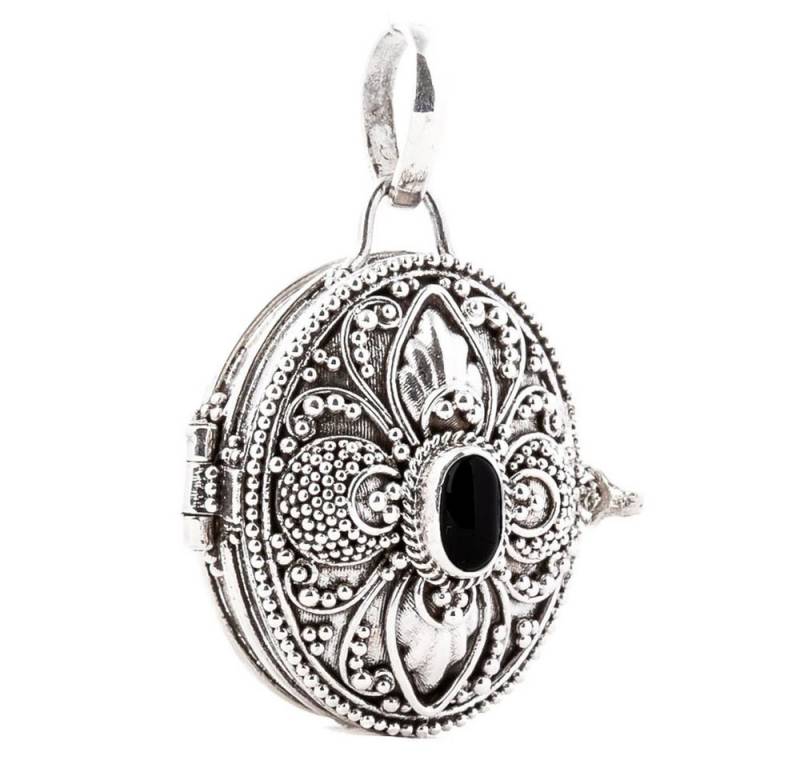 HOPLO Kettenanhänger Medaillon mit Onyx Schmuck Anhänger 925er Silber von HOPLO