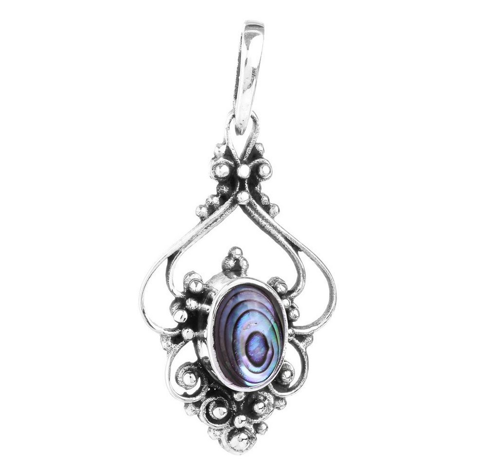 HOPLO Kettenanhänger Mittelalter Schmuck Anhänger Abalone Muschel Silber 3,2 cm von HOPLO