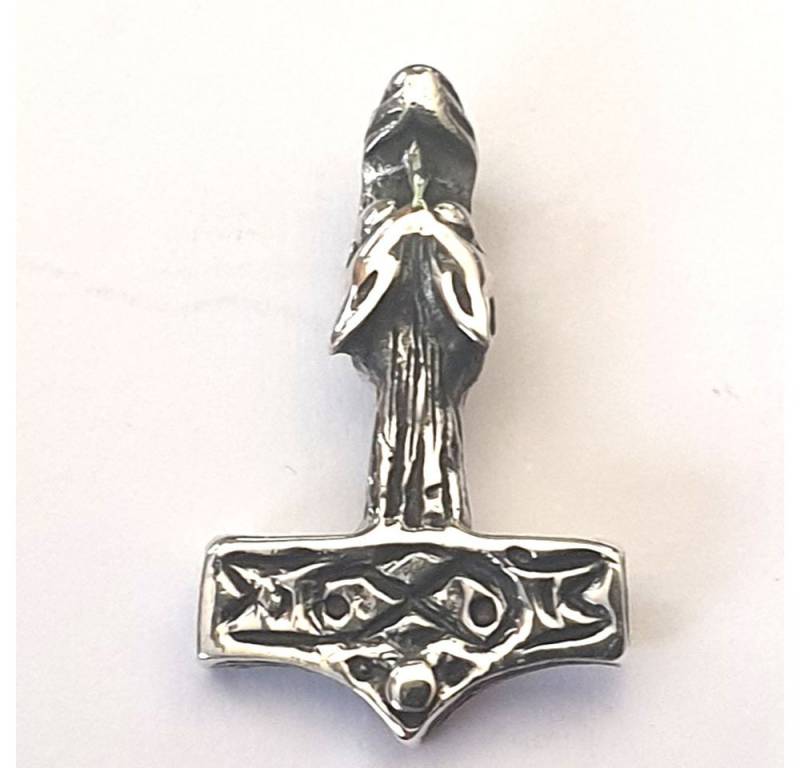 HOPLO Kettenanhänger Wolfshammer Thorhammer klein Amulett 925er Silber Talisman: 21 mm von HOPLO