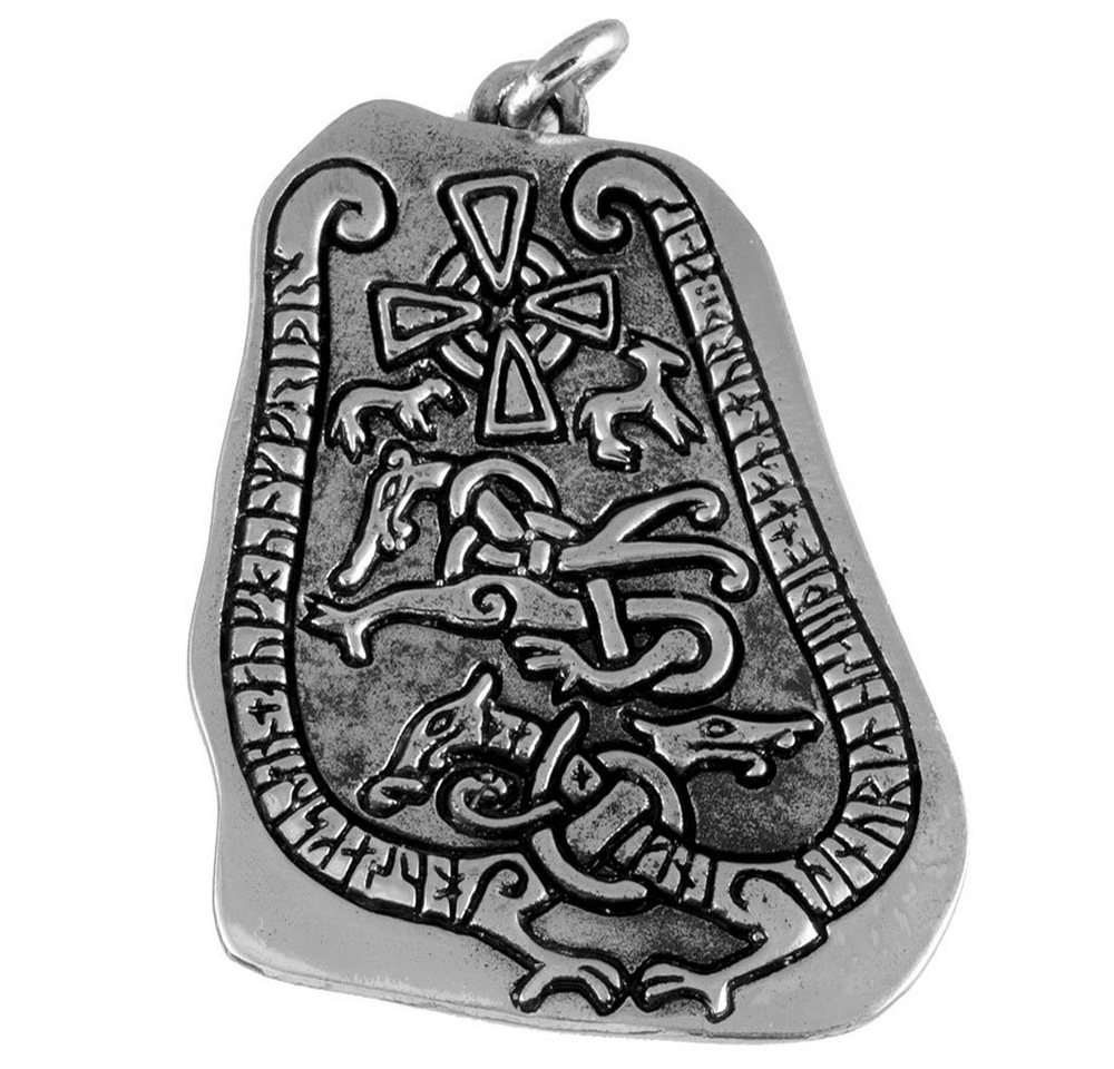 HOPLO Kettenanhänger Runenstein-Amulett gross Schmuck Anhänger Silber Runen Wikinger 35x48m von HOPLO