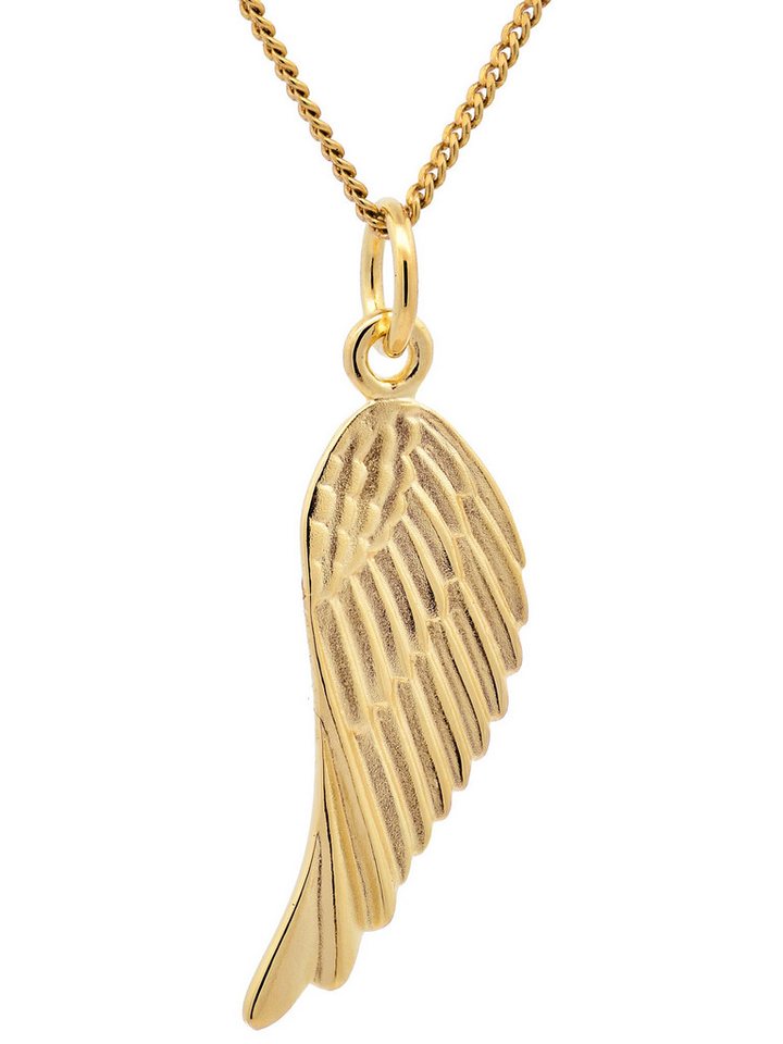 HOPLO Kreuzanhänger Anhänger Flügel 925 Silber vergoldet mit verg. Silberkette 36 cm, Made in Germany von HOPLO