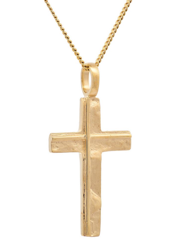 HOPLO Kreuzanhänger Anhänger Kreuz 333-8 Karat Gold mit vergoldeter Silberkette 36 cm, Made in Germany HOPLO Kreuzanhänger Anhänger Kreuz 333-8 Karat Gold mit vergoldeter Silberkette 36 cm, Made in Germany von HOPLO